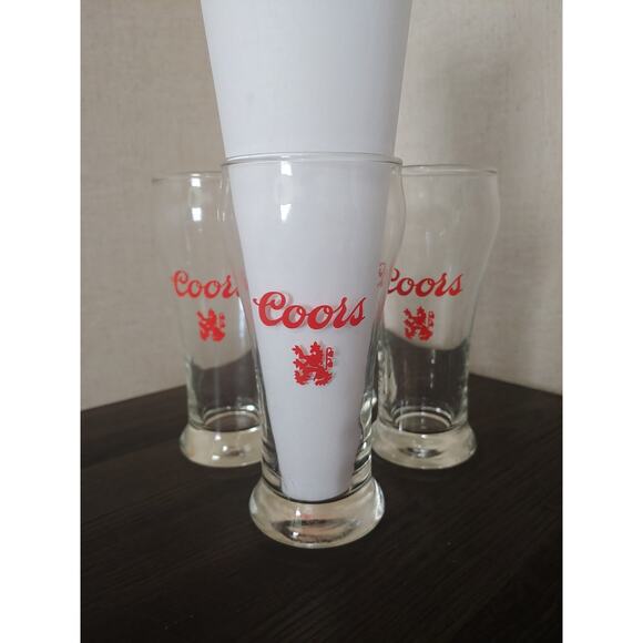 Set of Four Vintage Coors Lion coat of Arms Libbey Beer Glasses - Picture 1 of 4